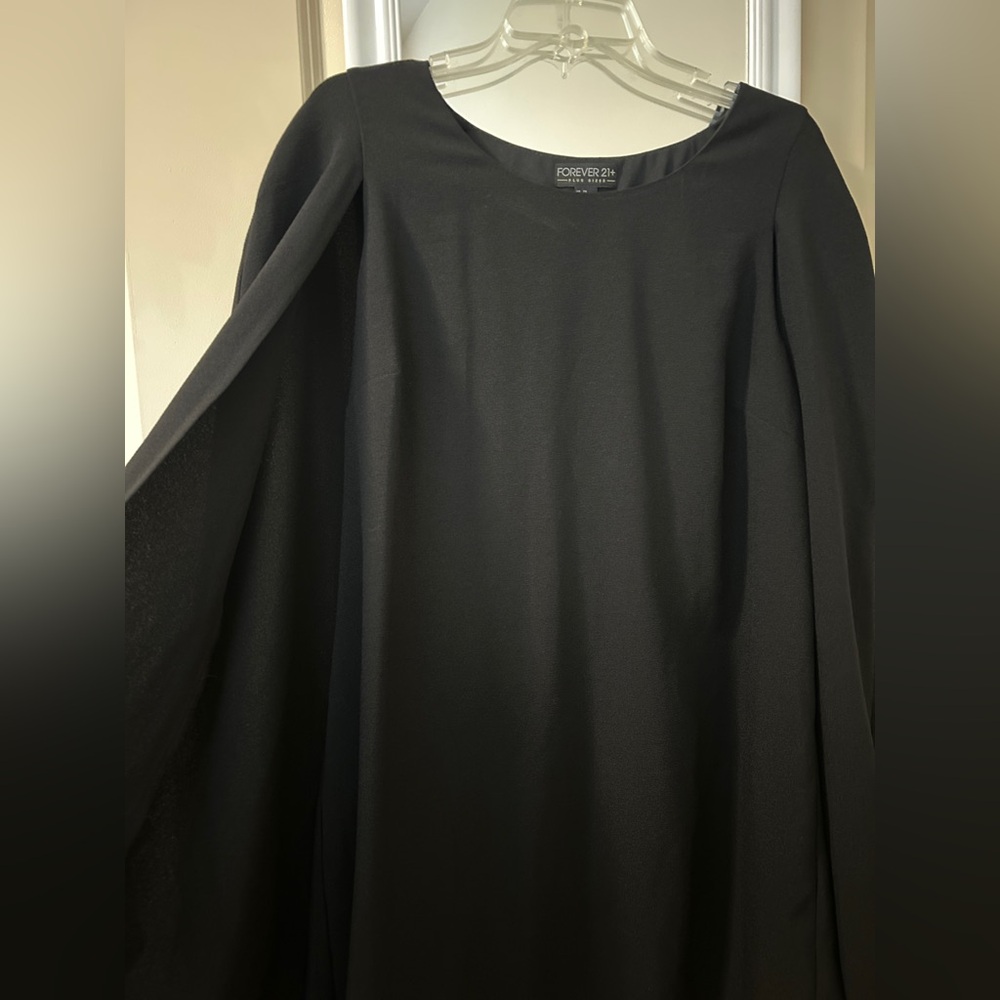 F21 2X Black Cape formal dress